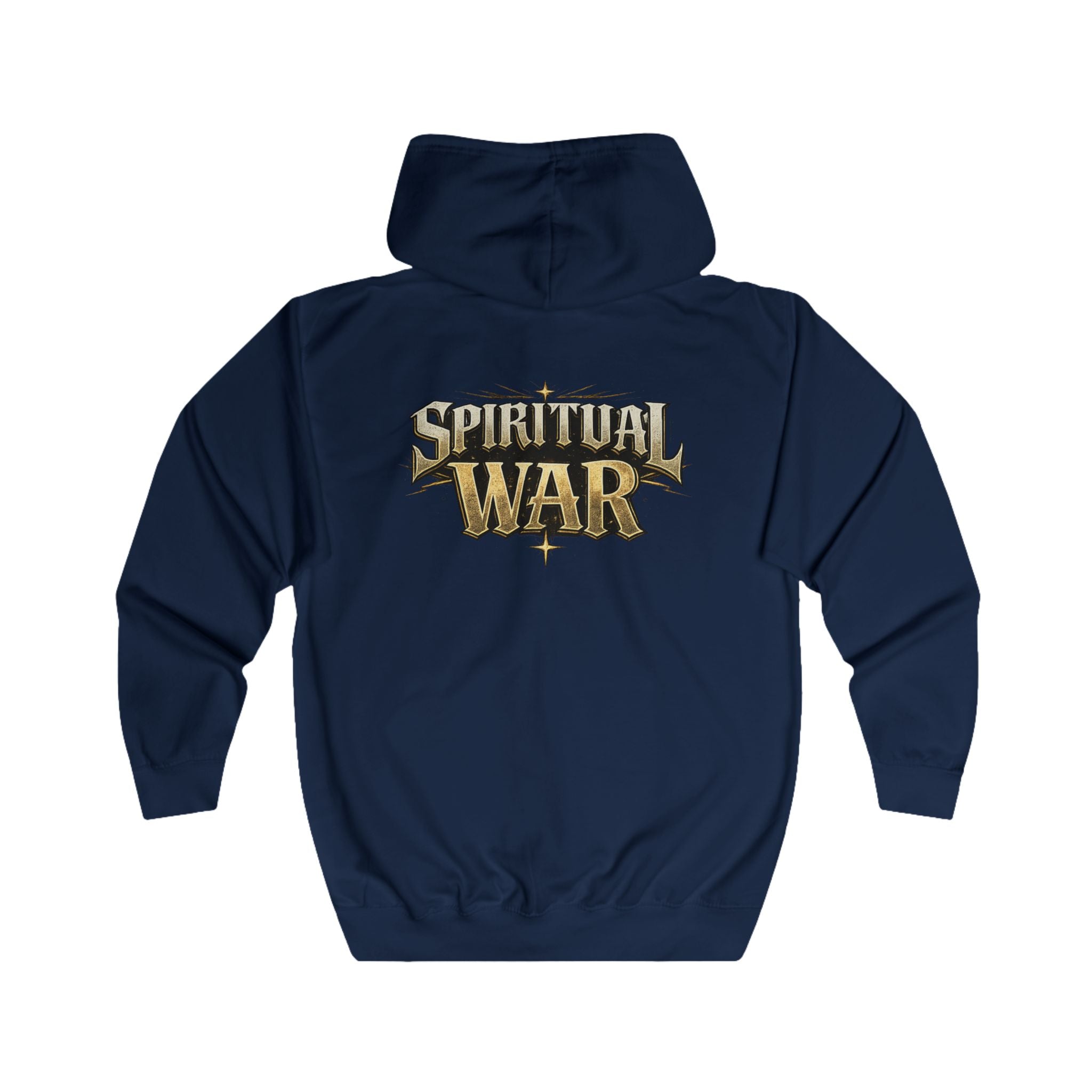 Spiritual War Zip Hoodie — Metallic Faith Full-Zip