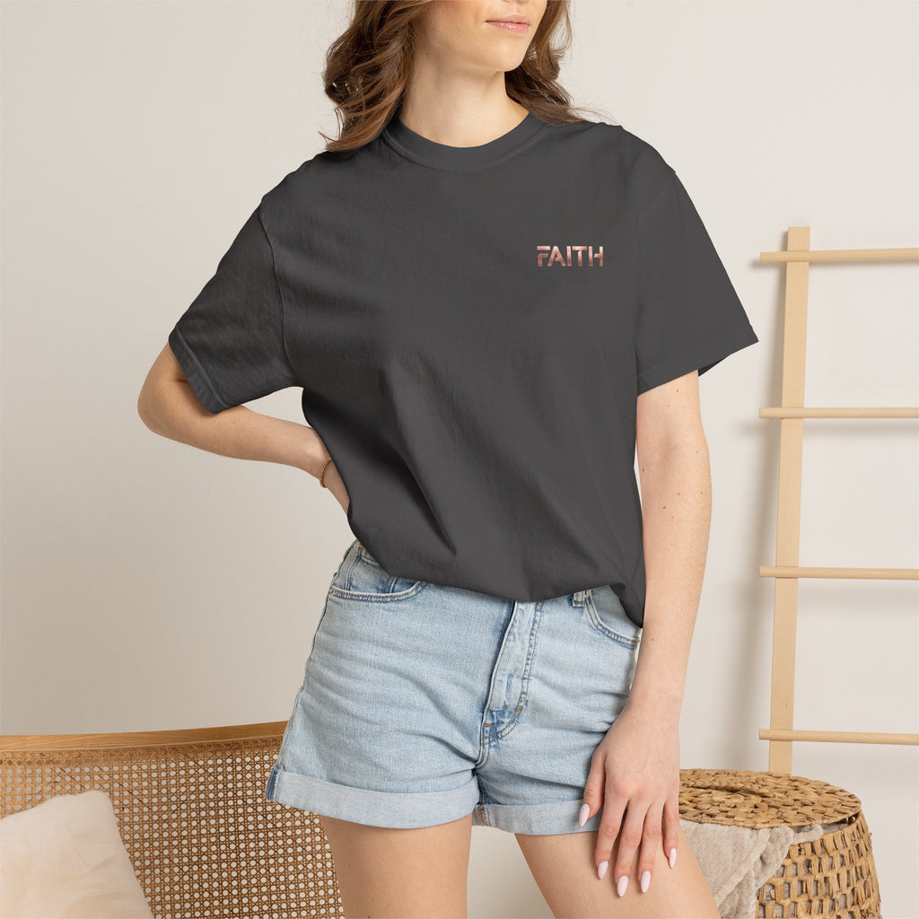 Faith Graphic T-Shirt — Minimalist Rose Gold Text Tee