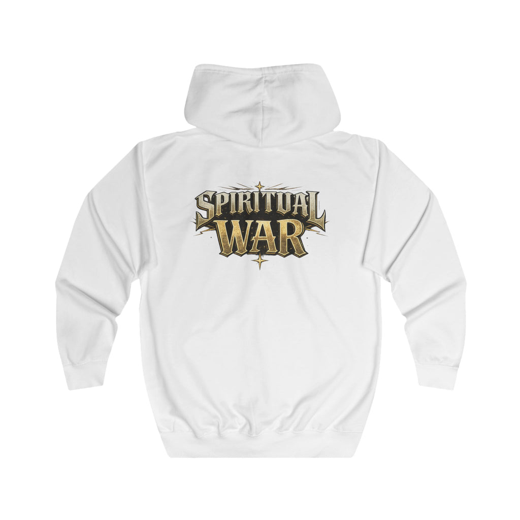 Spiritual War Zip Hoodie — Metallic Faith Full-Zip