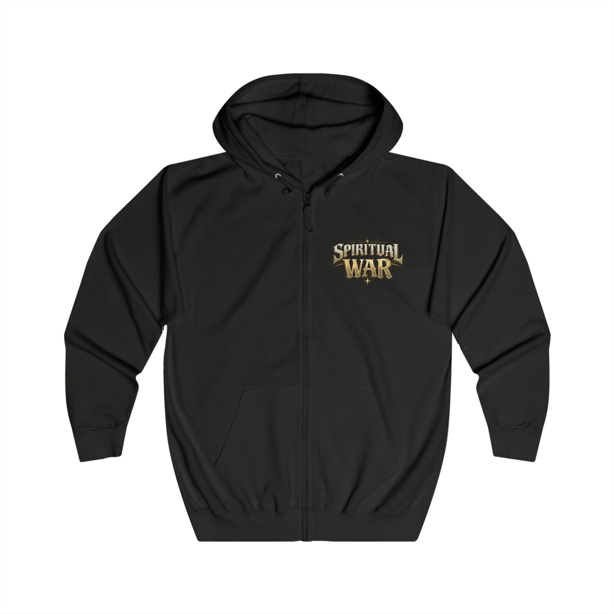 Spiritual War Zip Hoodie — Metallic Faith Full-Zip