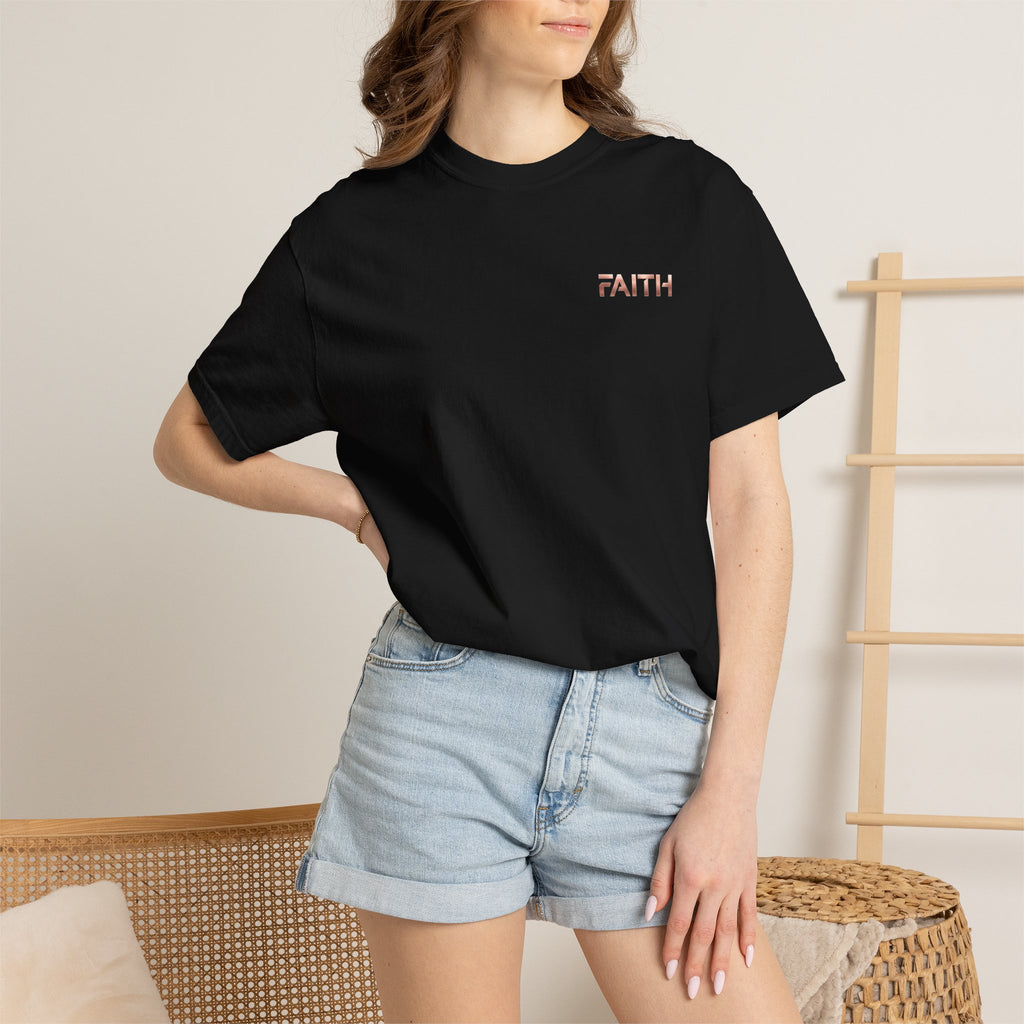 Faith Graphic T-Shirt — Minimalist Rose Gold Text Tee