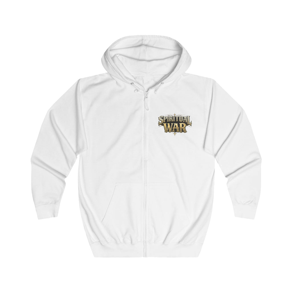 Spiritual War Zip Hoodie — Metallic Faith Full-Zip