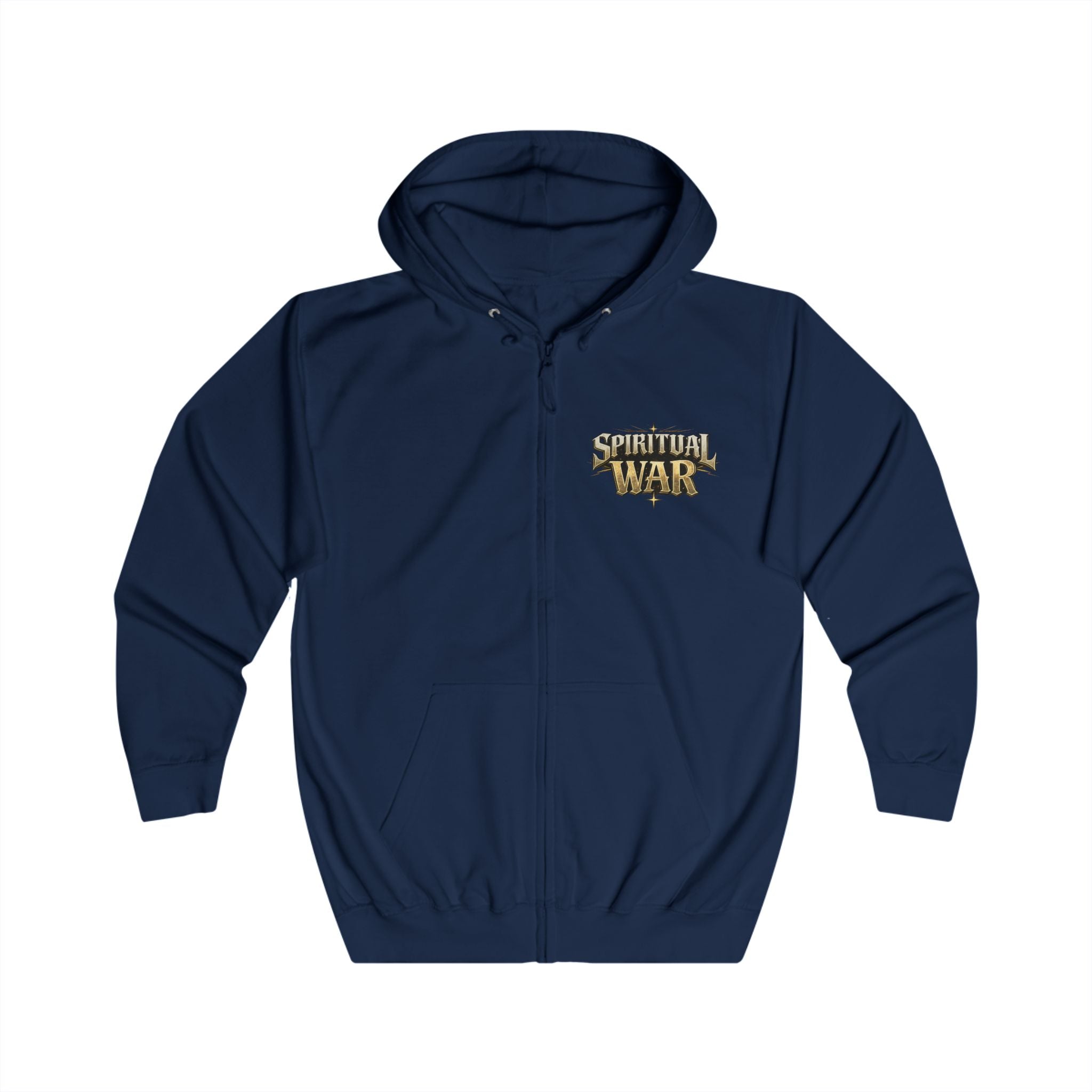 Spiritual War Zip Hoodie — Metallic Faith Full-Zip
