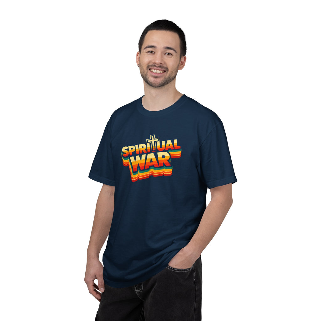 Spiritual War Retro T-Shirt — Garment-Dyed Cross Graphic Tee