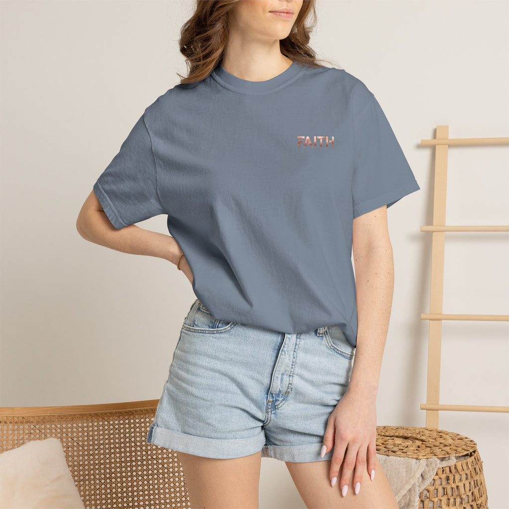Faith Graphic T-Shirt — Minimalist Rose Gold Text Tee