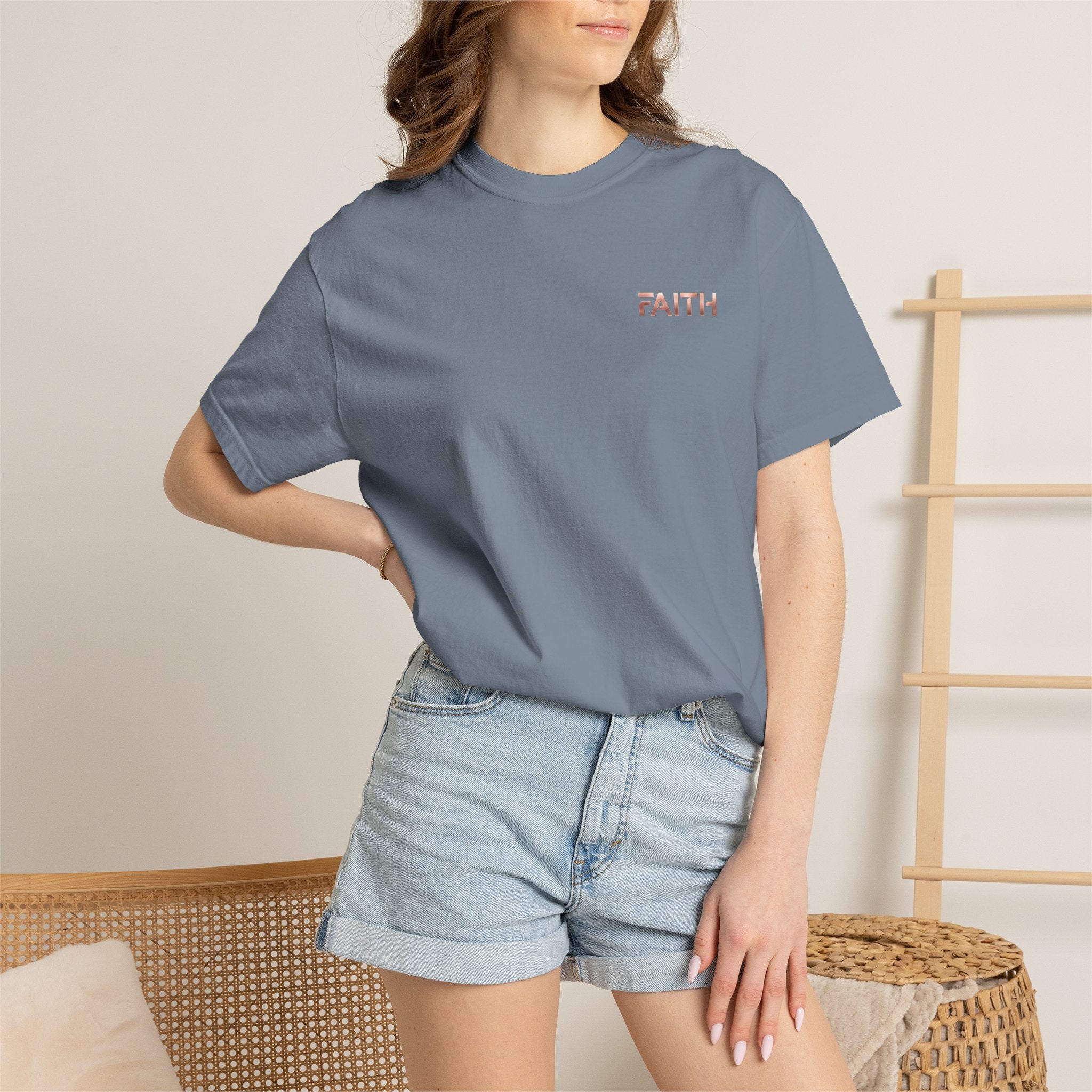 Faith Graphic T-Shirt — Minimalist Rose Gold Text Tee