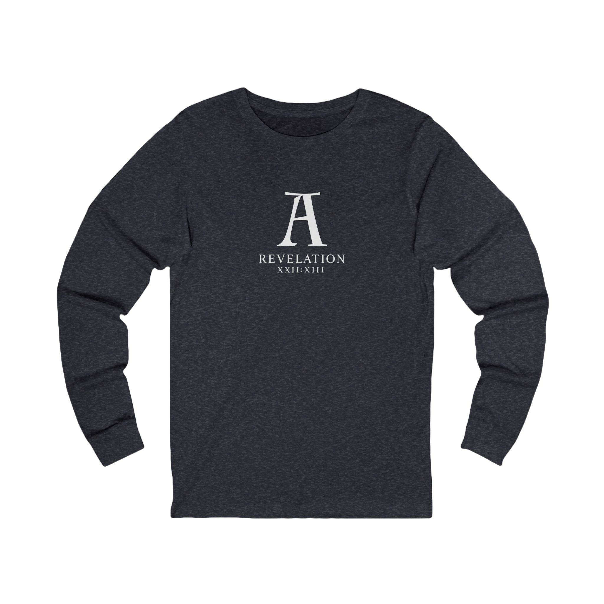 Revelation Alpha & Omega Long Sleeve Tee — Faith-Inspired Black Shirt