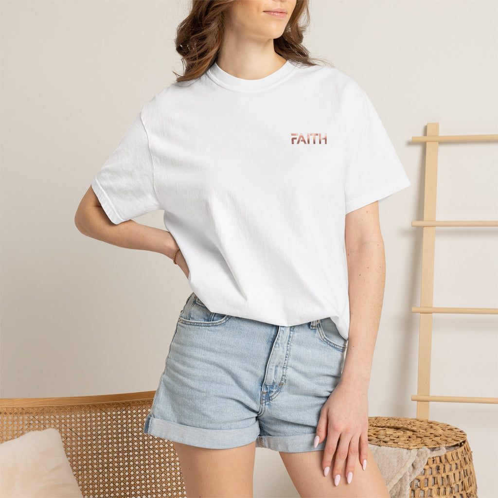 Faith Graphic T-Shirt — Minimalist Rose Gold Text Tee