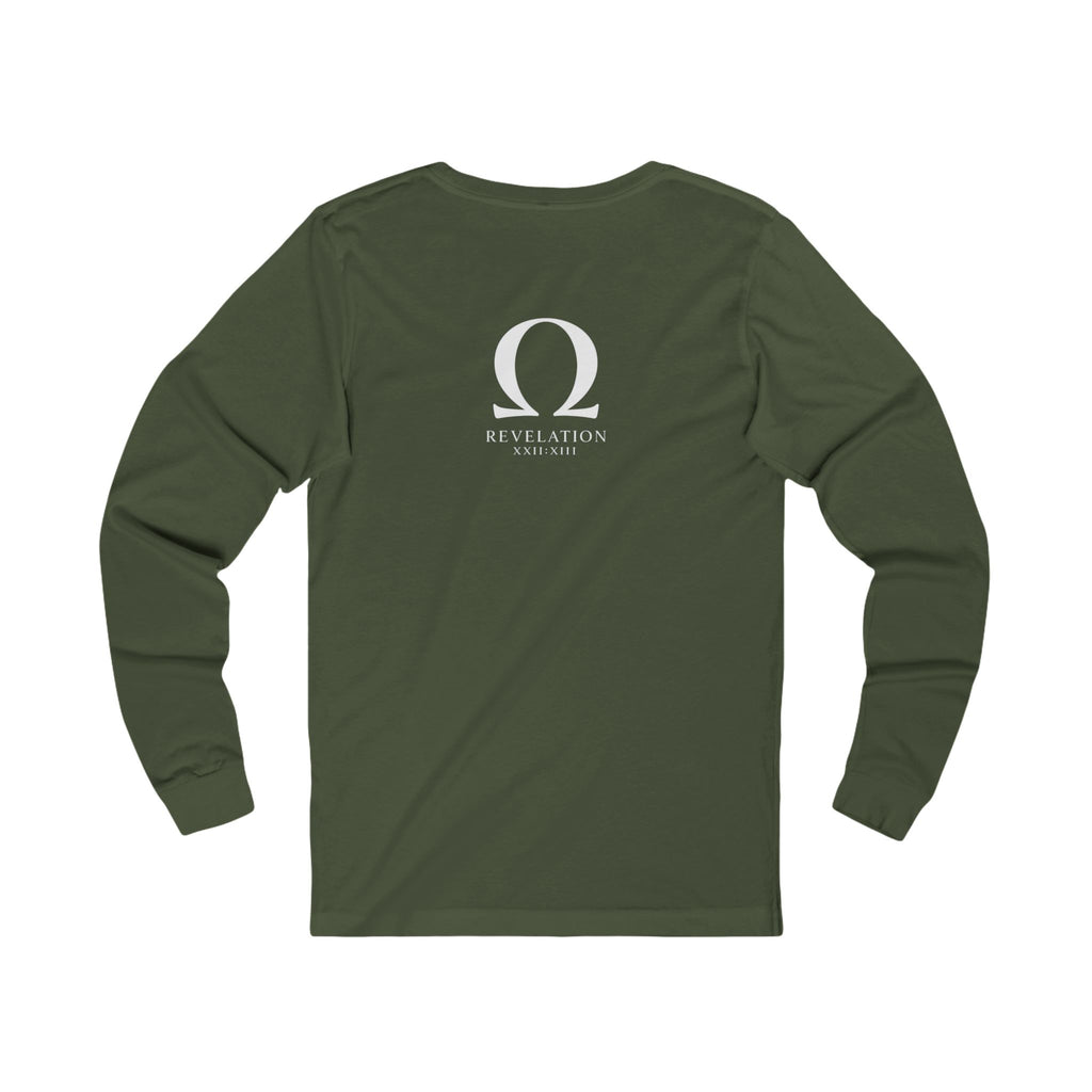 Revelation Alpha & Omega Long Sleeve Tee — Faith-Inspired Black Shirt