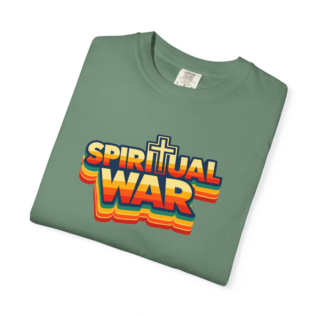 Spiritual War Retro T-Shirt — Garment-Dyed Cross Graphic Tee