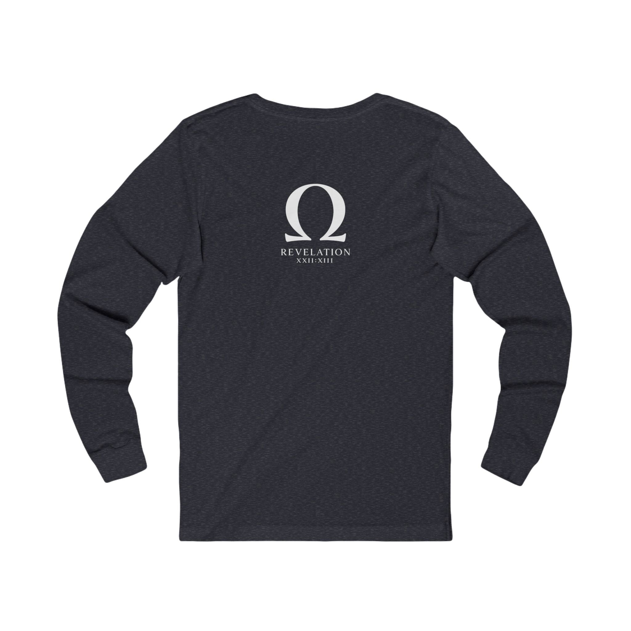 Revelation Alpha & Omega Long Sleeve Tee — Faith-Inspired Black Shirt