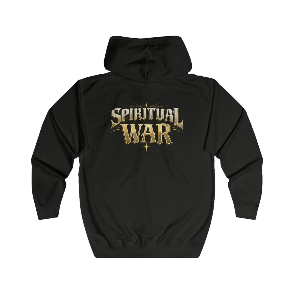Spiritual War Zip Hoodie — Metallic Faith Full-Zip