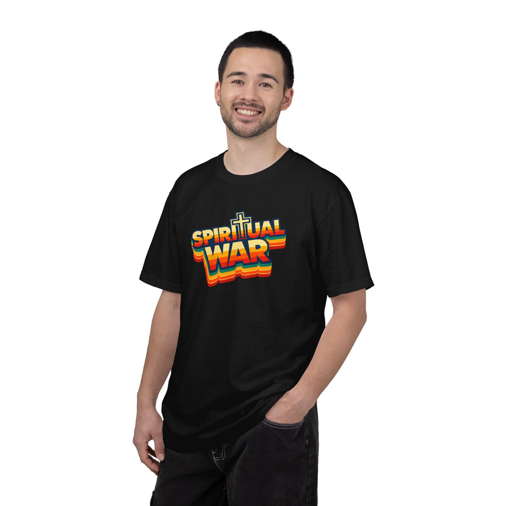 Spiritual War Retro T-Shirt — Garment-Dyed Cross Graphic Tee