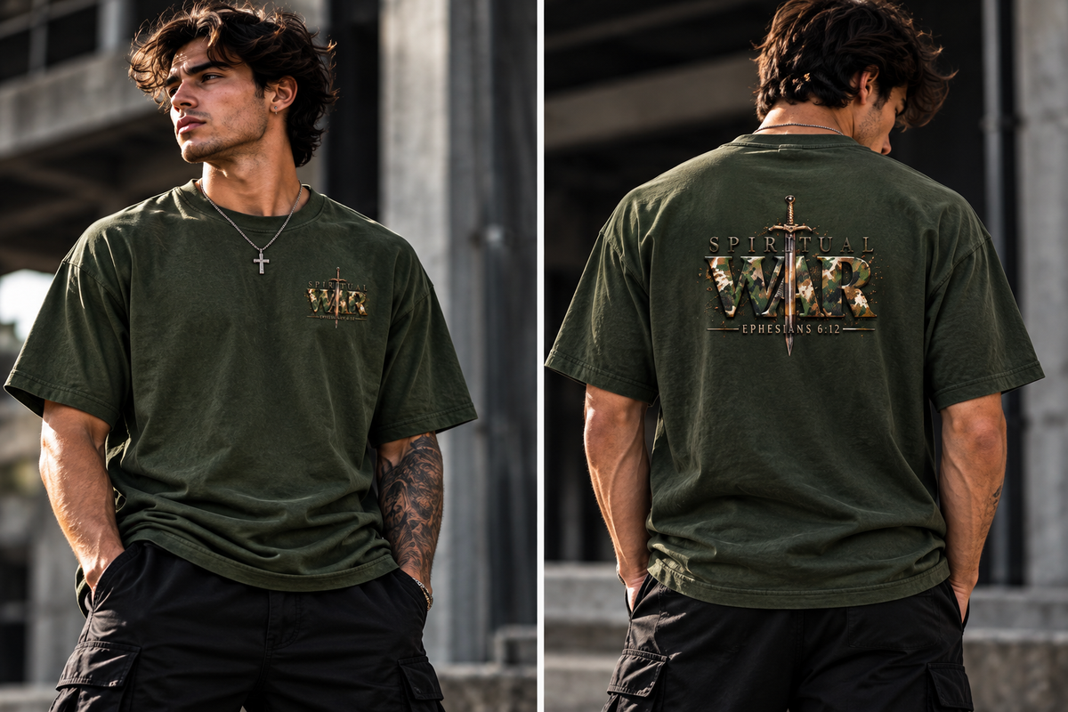 Spiritual War — Heavyweight Vintage Washed Frayed T-Shirt