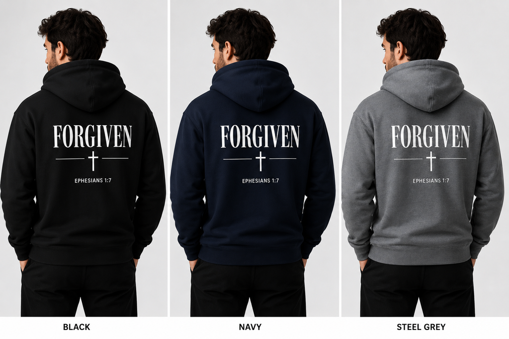 Forgiven Zip Hoodie — Premium Christian Full-Zip Hoodie | Ephesians 1:7