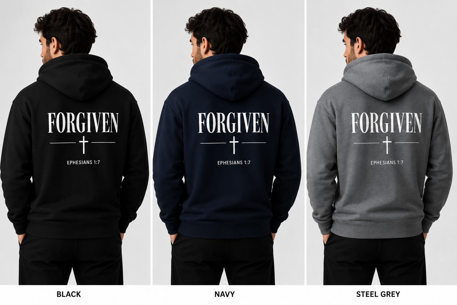 Forgiven Zip Hoodie — Premium Christian Full-Zip Hoodie | Ephesians 1:7