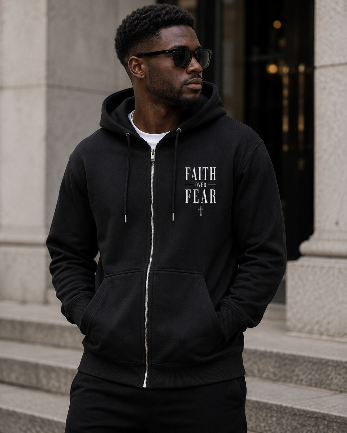 Faith Over Fear Zip Hoodie – Christian Isaiah 41:10