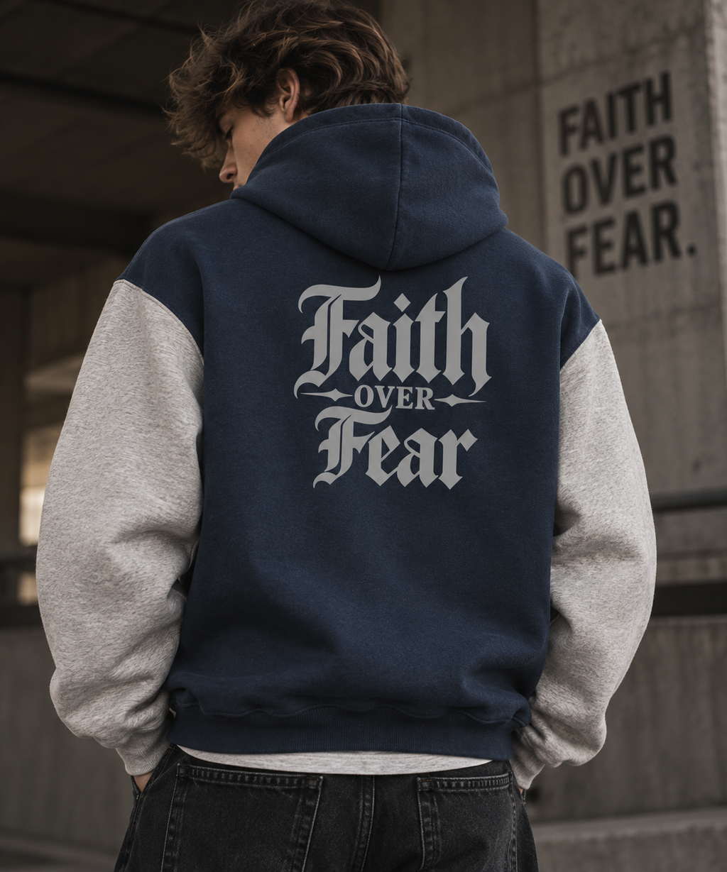 Faith Over Fear Colour Block Zip Hoodie