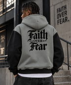 FAITH OVER FEAR COLOUR BLOCK FLEECE ZIP HOODIE
