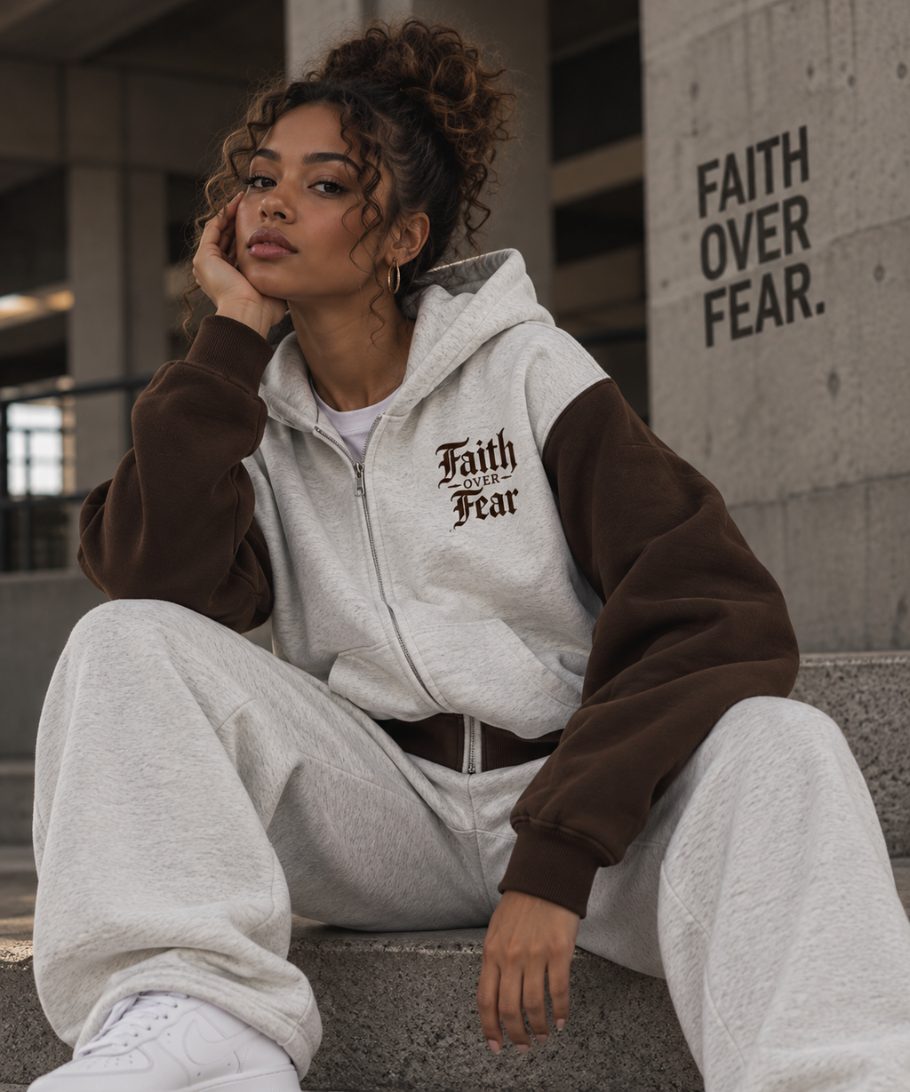 Unisex Color Block Fleece Full Zip Hoodie