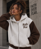 Unisex Color Block Fleece Full Zip Hoodie