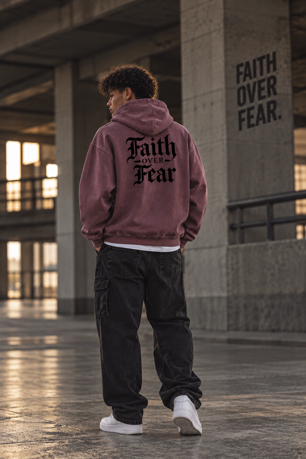 FAITH OVER FEAR — VINTAGE WASH FLEECE HOODIE
