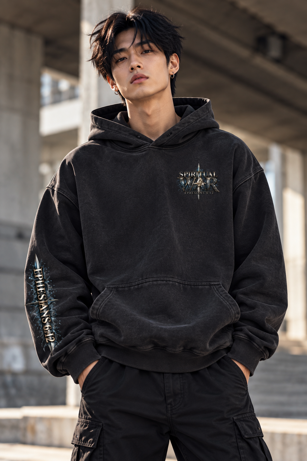 Spiritual War — Heavyweight Sunfade Oversized Hoodie