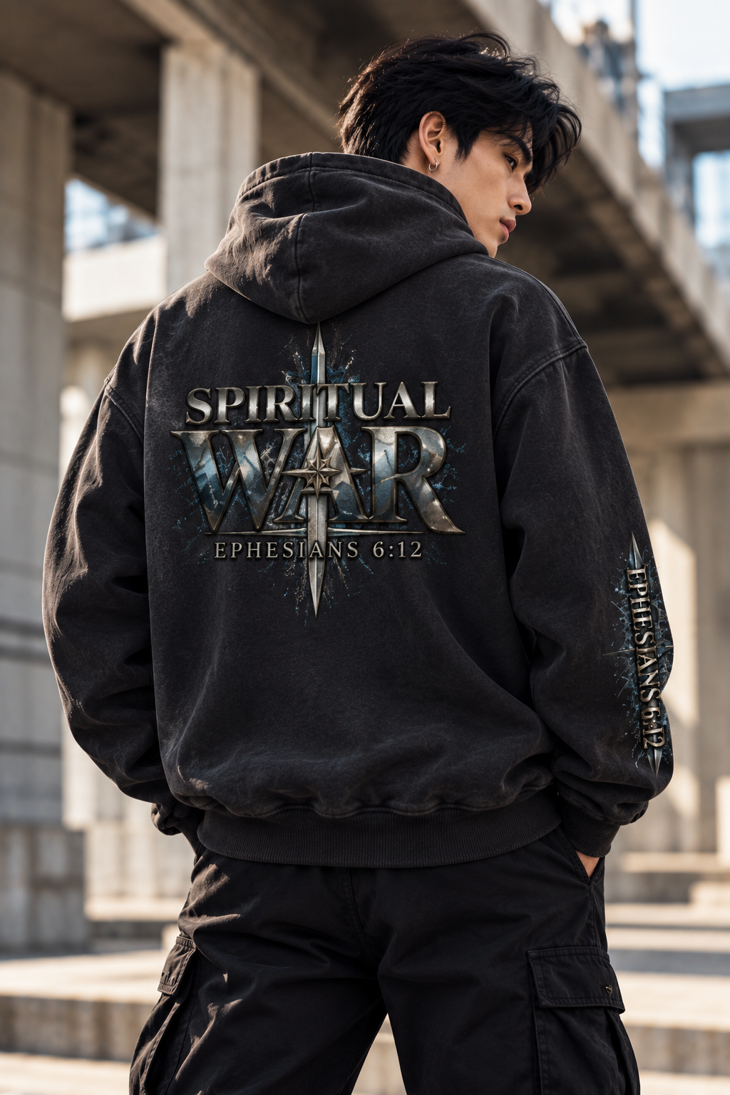Spiritual War — Heavyweight Sunfade Oversized Hoodie