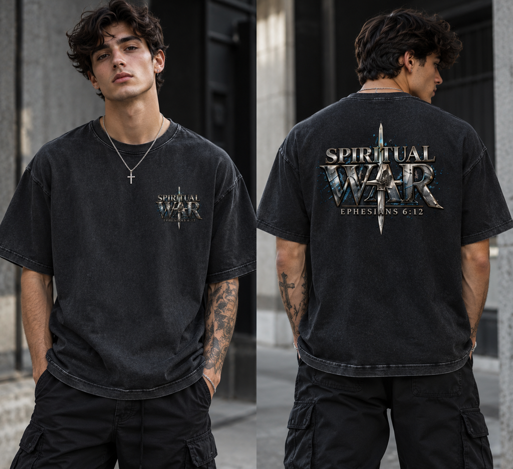 Spiritual War — Heavyweight Vintage Washed Frayed T-Shirt
