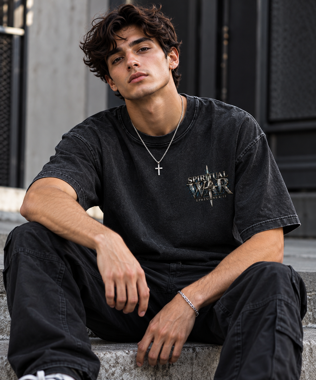 Spiritual War — Heavyweight Vintage Washed Frayed T-Shirt