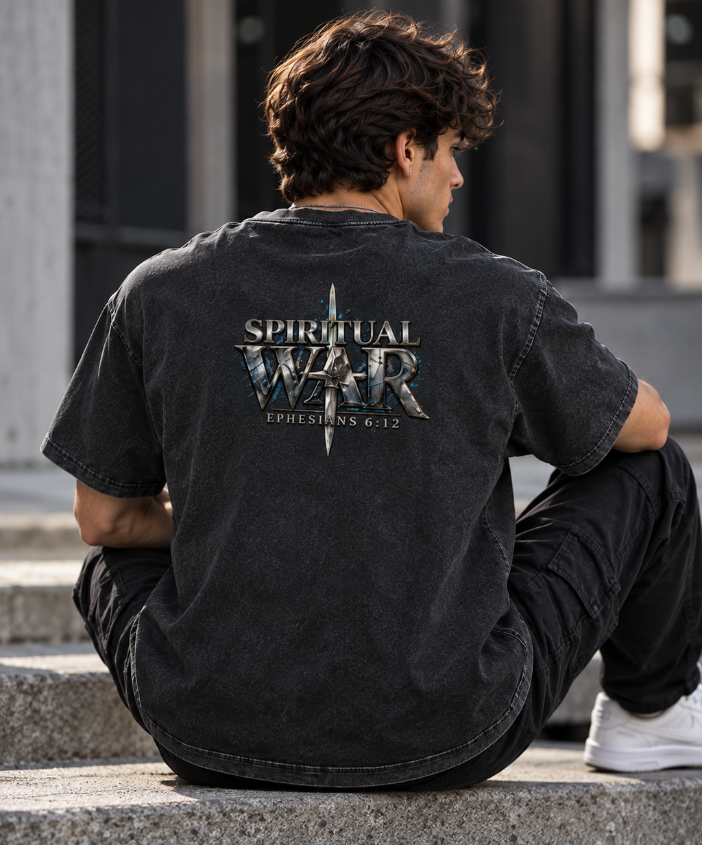 Spiritual War — Heavyweight Vintage Washed Frayed T-Shirt