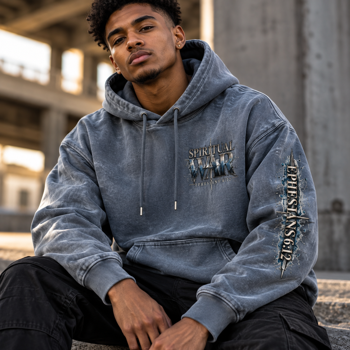 Spiritual War — Heavyweight Sunfade Oversized Hoodie