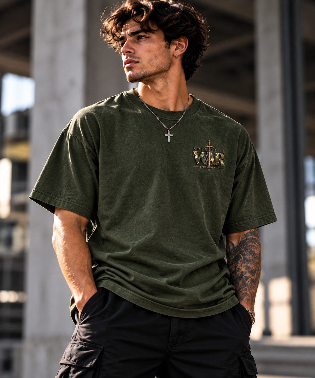 Spiritual War — Heavyweight Vintage Washed Frayed T-Shirt
