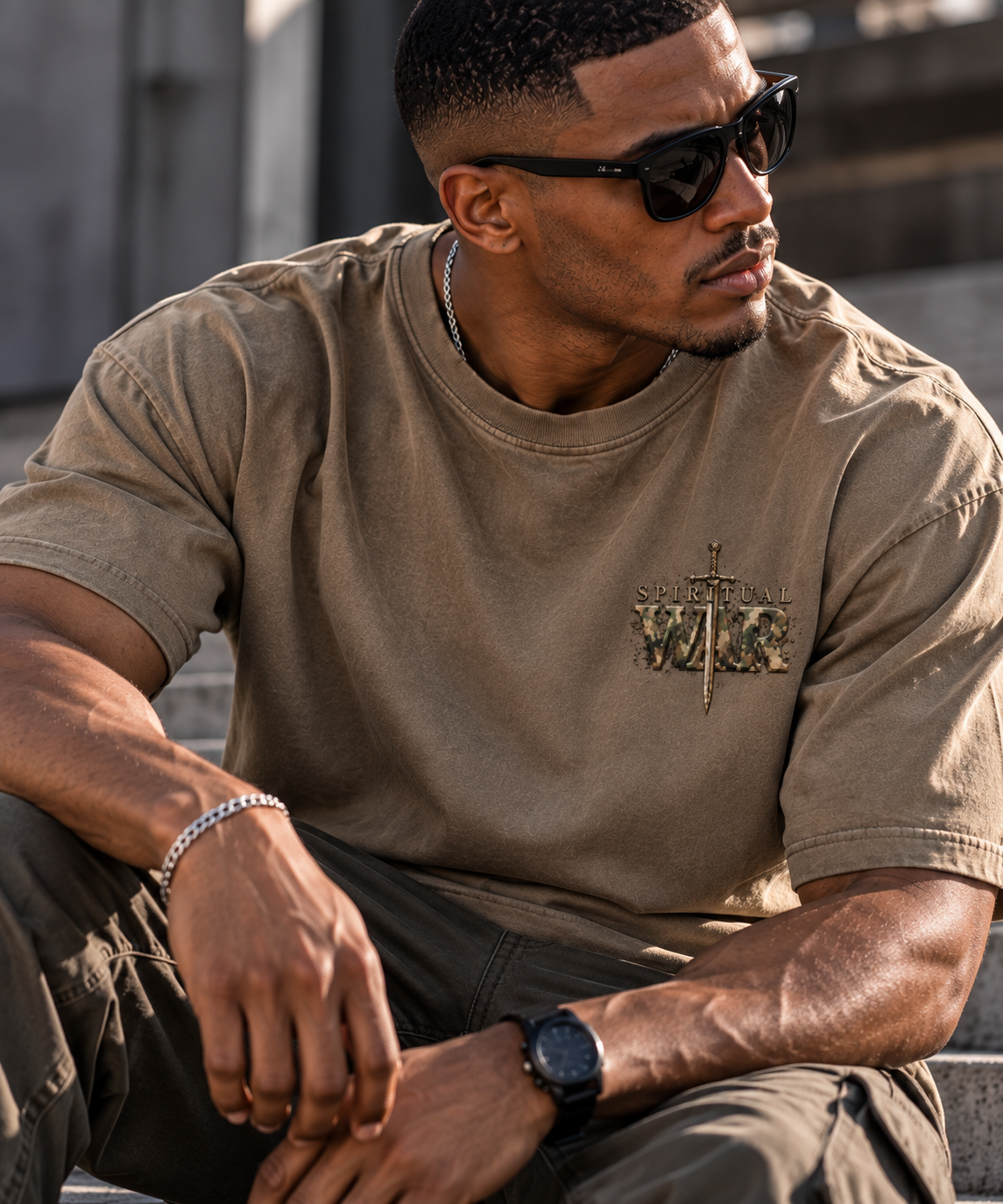 Spiritual War — Heavyweight Vintage Washed Frayed T-Shirt