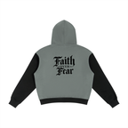 FAITH OVER FEAR COLOUR BLOCK FLEECE ZIP HOODIE