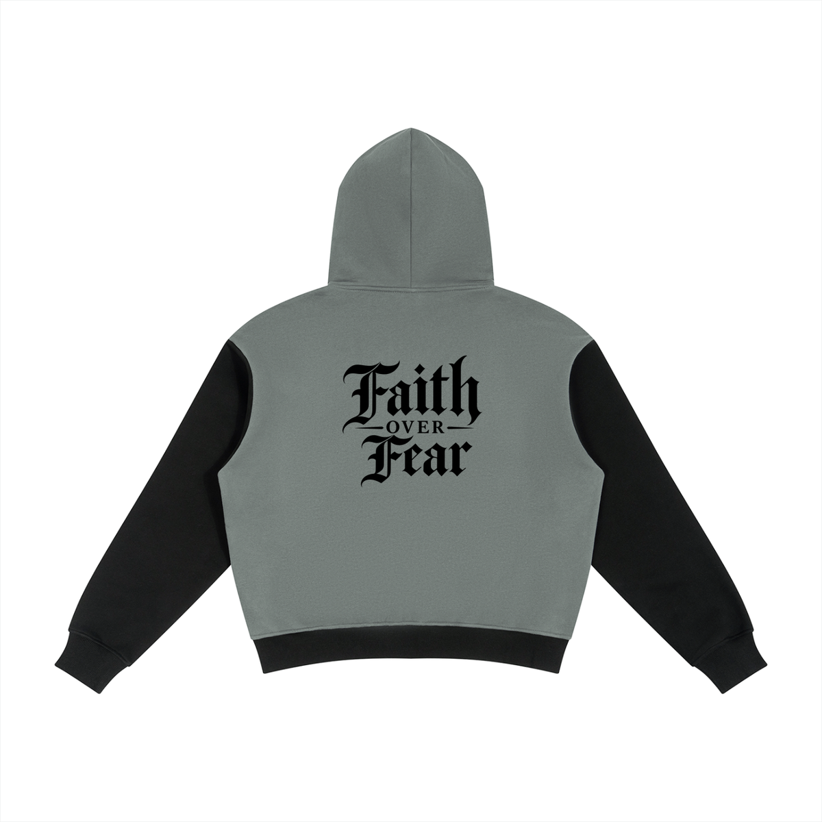 FAITH OVER FEAR COLOUR BLOCK FLEECE ZIP HOODIE
