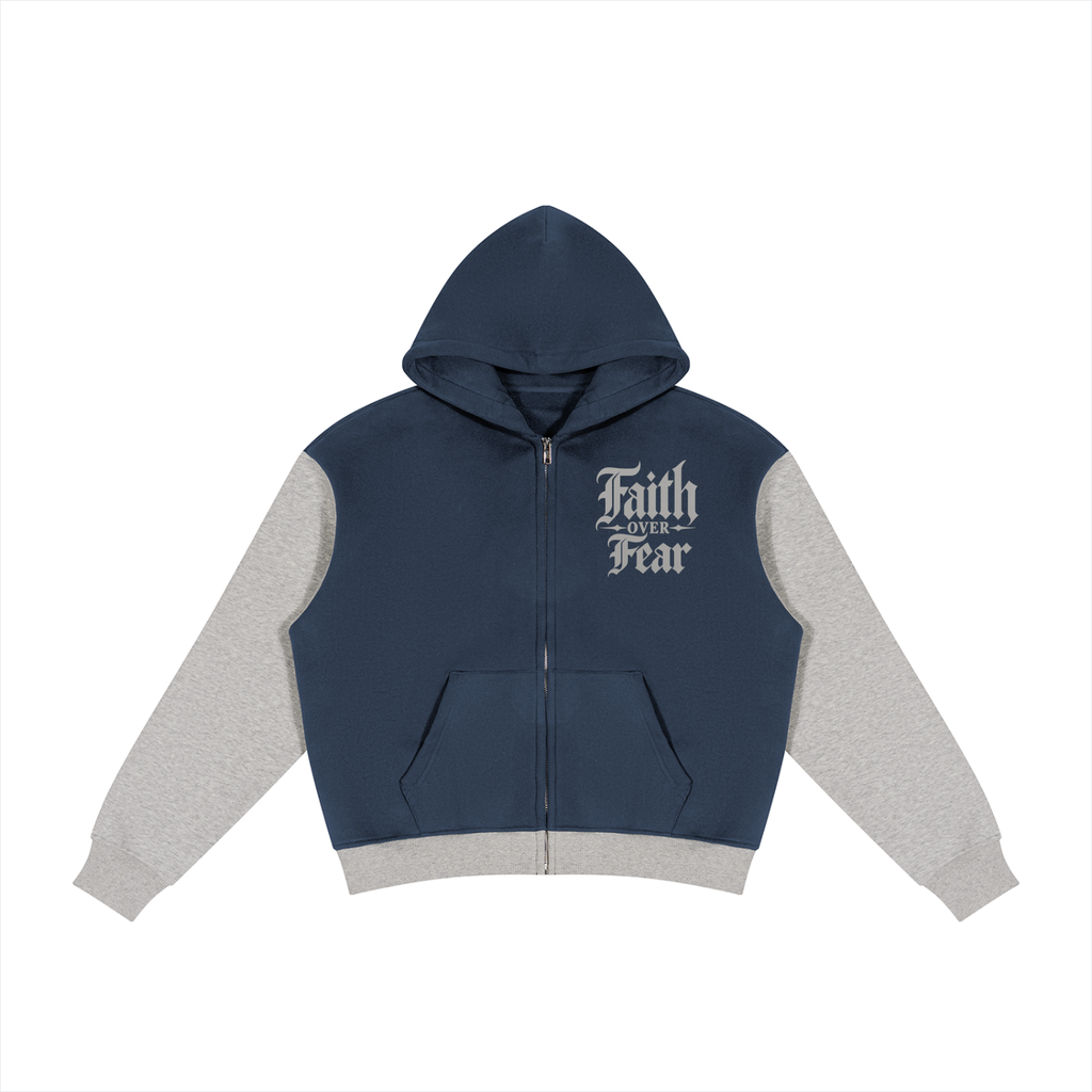 Faith Over Fear Colour Block Zip Hoodie