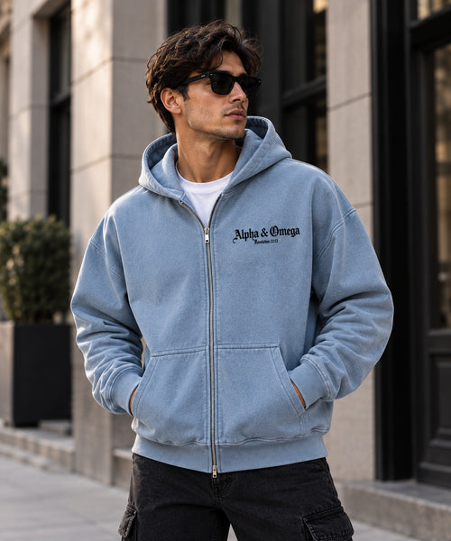 Alpha & Omega  Vintage Wash Zip Hoodie